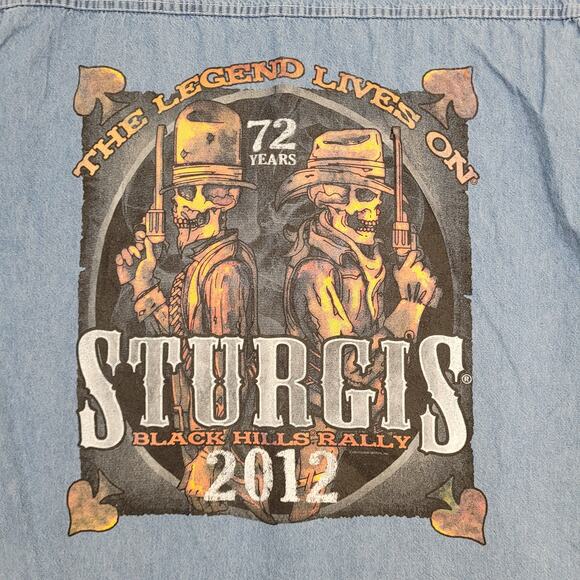 Sturgis Biker Denim Vest 2XL 26x32 Black Hills Rally 2012 - Picture 4 of 13